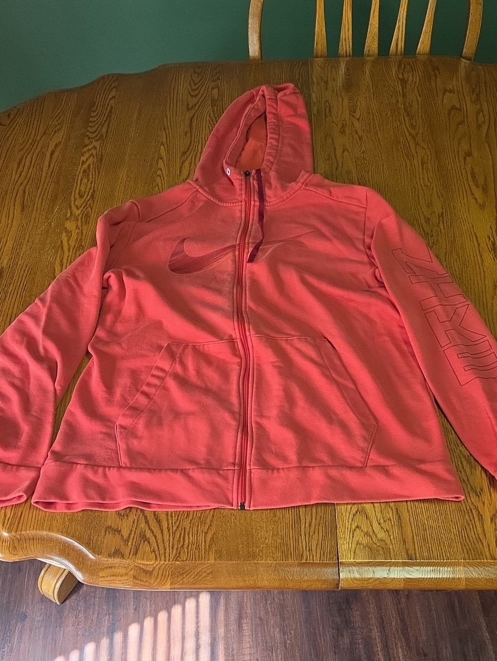Nike Coral Pink Full‑Zip Hoodie with Swoosh *drawstring Issue*